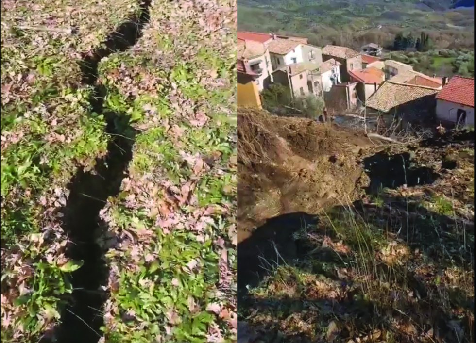 Rota Greca. Carlo Tansi sul luogo della frana:“Necessario monitorare la grande frattura creata nel terreno”