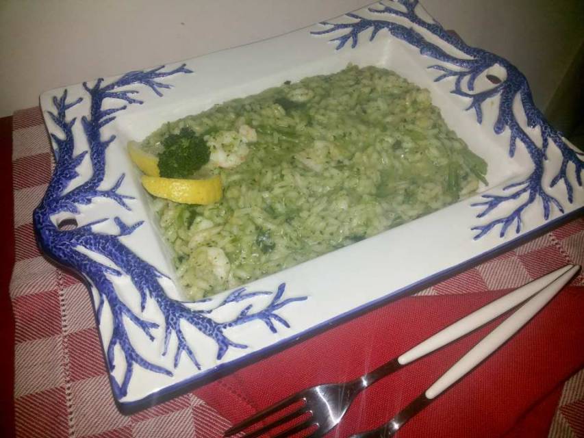 Risotto con broccoli e gamberi al profumo di limone