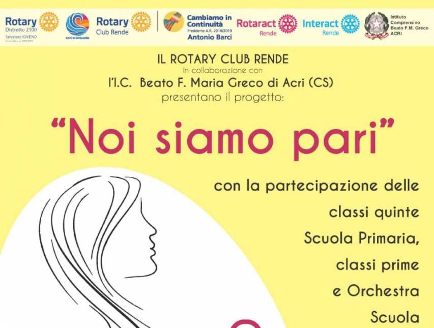 Otto Marzo, al Garden di Rende il progetto "Noi siamo pari" del Rotary Club