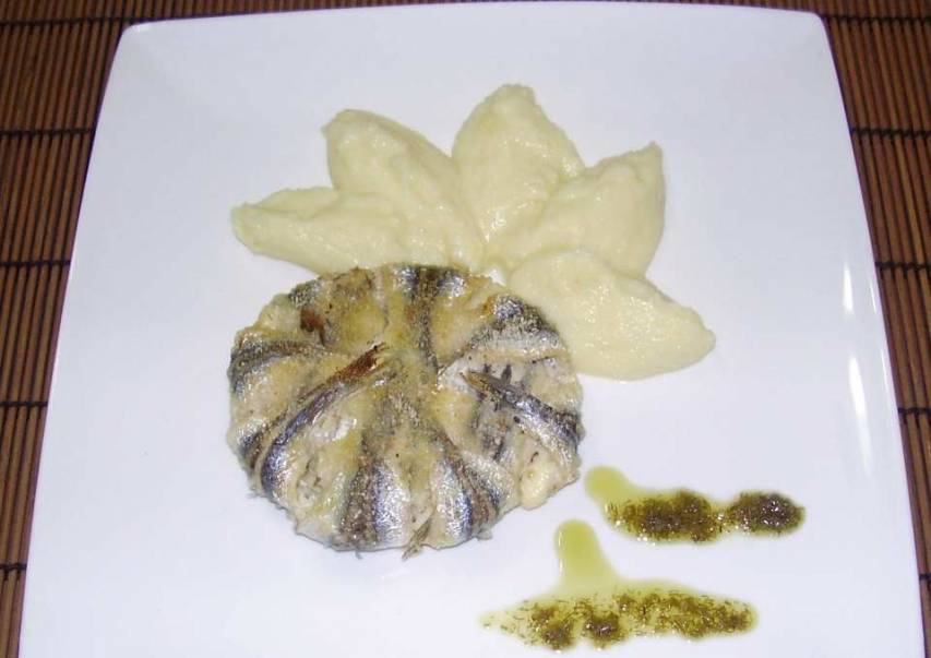 Tortino di alici al pesto di finocchietto