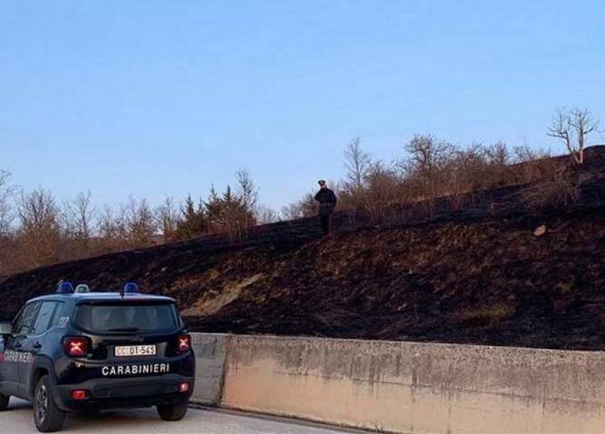 La zona dell'incendio domato