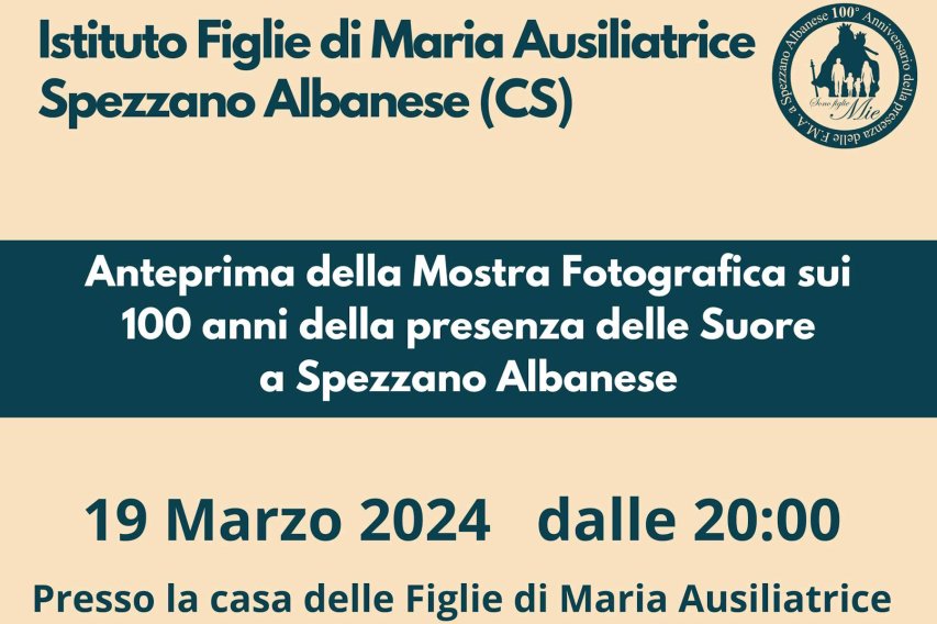 Cento anni di presenza delle suore a Spezzano. Festeggiamenti per tutto il 2024