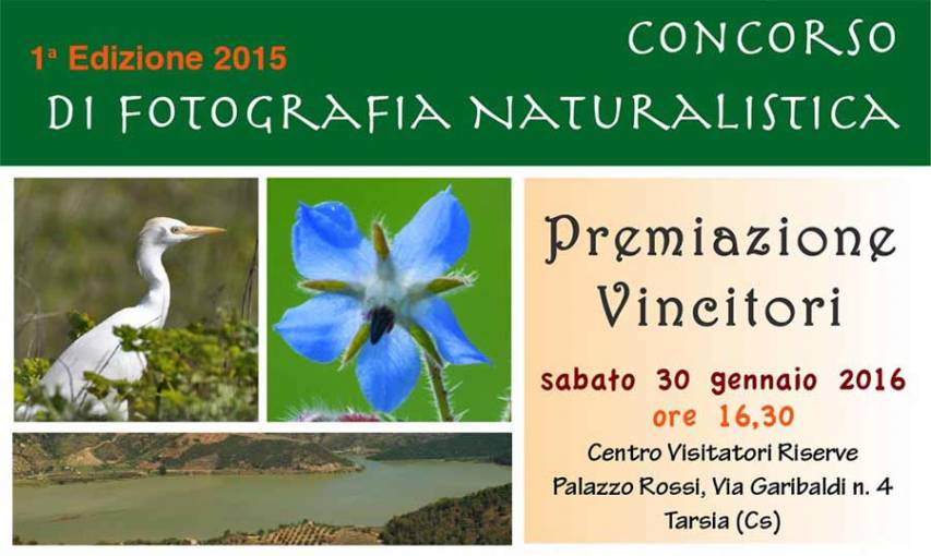 Sabato 30 gennaio a Tarsia la premiazione del concorso di fotografia naturalistica