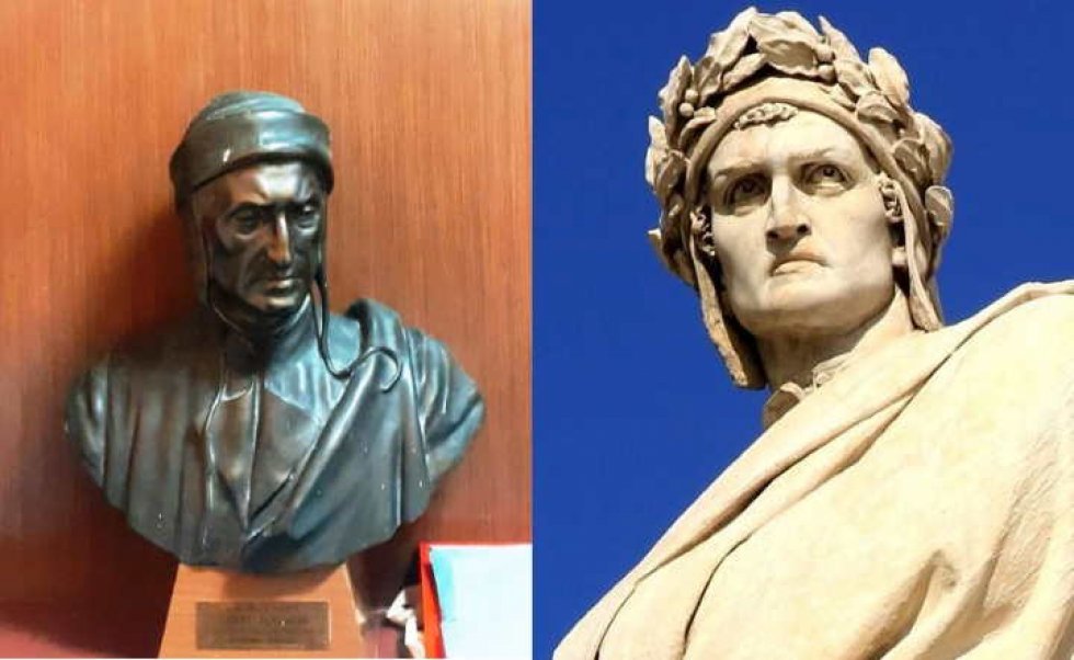 Il busto di Dante a Roggiano e la statua del Sommo poeta a Firenze 